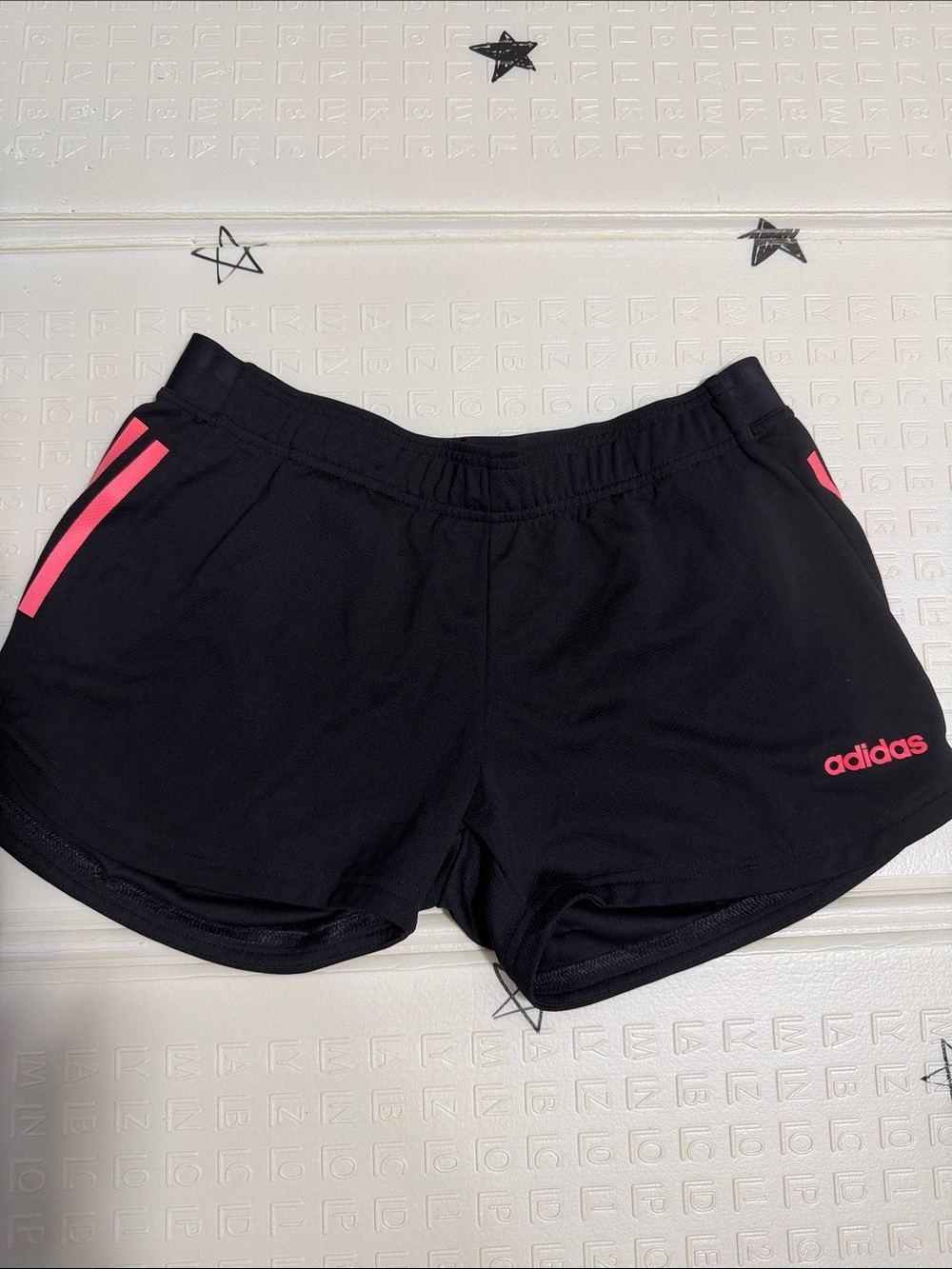 adidas Women’s Black Athletic Shorts with Pink Trim